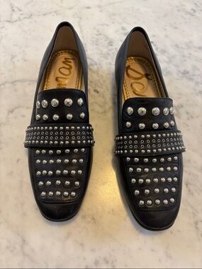 Sam Edelman Chesney Black Studded Leather Loafers